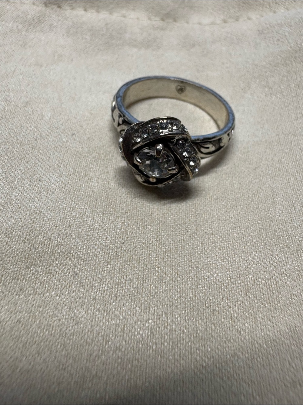 Brighton Silver-Tone Knot Ring with Clear Crystals